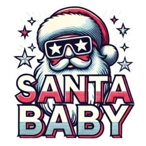 DALL·E 2024-09-28 01.43.44 - A playful vector-style design similar to 'Santa Baby,' but with a different color scheme. The illustration features Santa wearing star-shaped sunglass_100911_pixian_ai