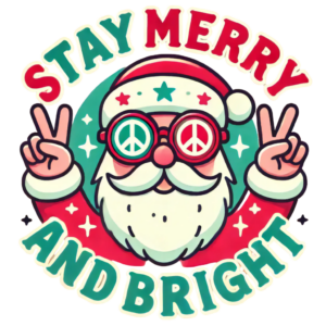 DALL·E 2024-09-28 03.38.06 - A fun and cute Christmas-themed vector design featuring Santa Claus wearing funky, round sunglasses with peace signs and a big smile. Santa is making _105033_pixian_ai