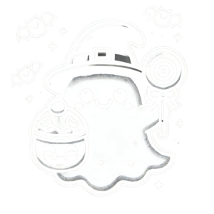 DALL·E 2024-09-29 02.48.42 - Create a Halloween-themed design featuring a cute ghost holding a candy bucket and a lollipop. The ghost should be wearing a witch hat instead of a be_111416_pixian_ai