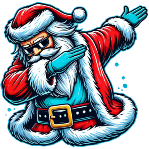 DALL·E 2024-10-02 17.45.54 - Santa Claus doing the dab pose in a bold vector-style design, but with a color variation. Instead of the traditional red suit, use a vibrant blue for _101134_pixian_ai