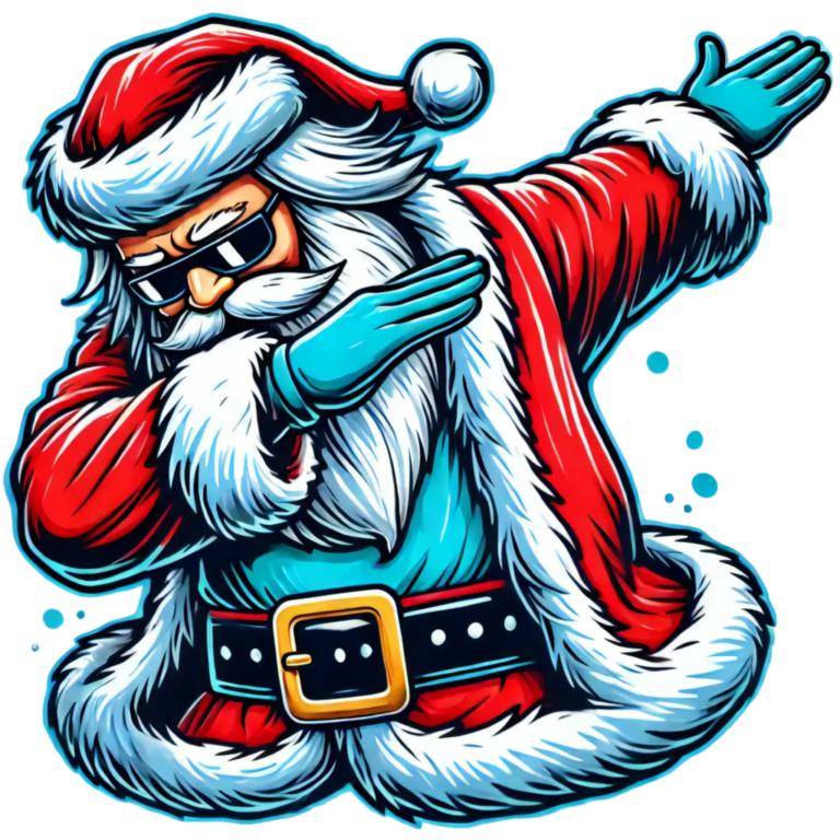 DALL·E 2024-10-02 17.45.54 - Santa Claus doing the dab pose in a bold vector-style design, but with a color variation. Instead of the traditional red suit, use a vibrant blue for _101134_pixian_ai